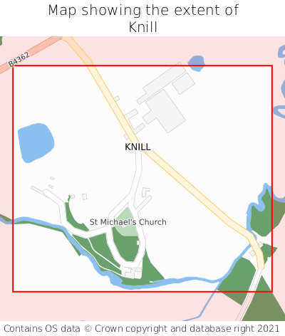 Map showing extent of Knill as bounding box