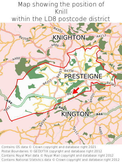 Map showing location of Knill within LD8
