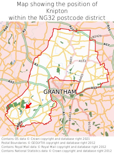 Map showing location of Knipton within NG32