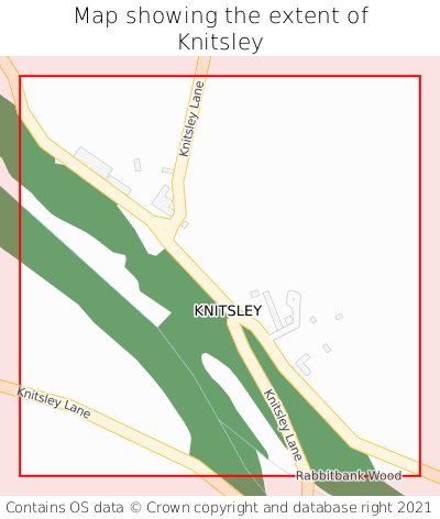 Map showing extent of Knitsley as bounding box