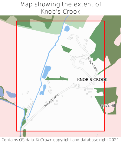 Map showing extent of Knob's Crook as bounding box
