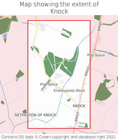 Map showing extent of Knock as bounding box