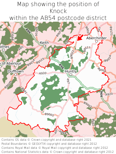 Map showing location of Knock within AB54