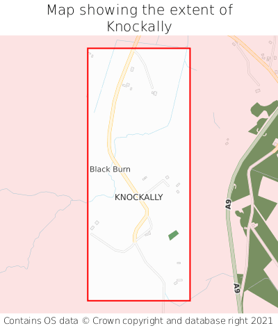 Map showing extent of Knockally as bounding box