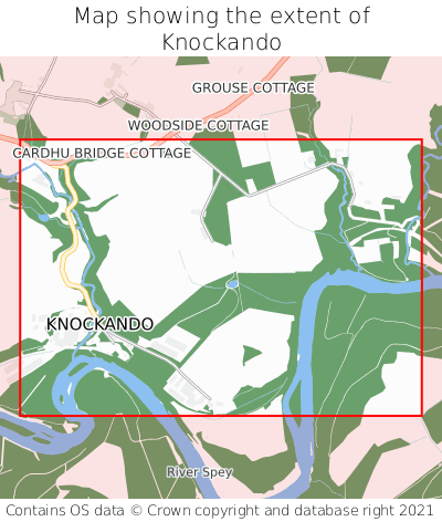 Map showing extent of Knockando as bounding box