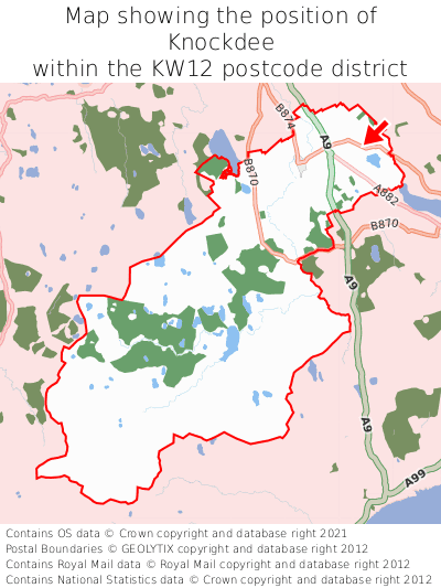 Map showing location of Knockdee within KW12