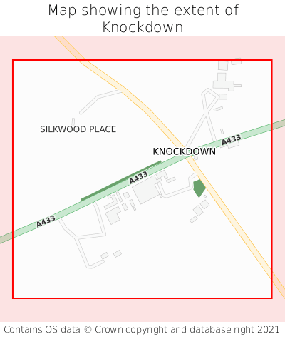 Map showing extent of Knockdown as bounding box
