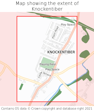 Map showing extent of Knockentiber as bounding box