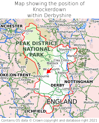Map showing location of Knockerdown within Derbyshire