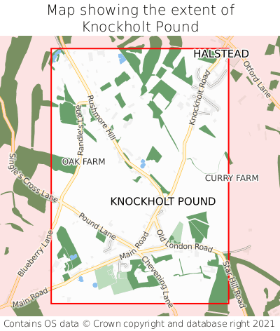 Map showing extent of Knockholt Pound as bounding box