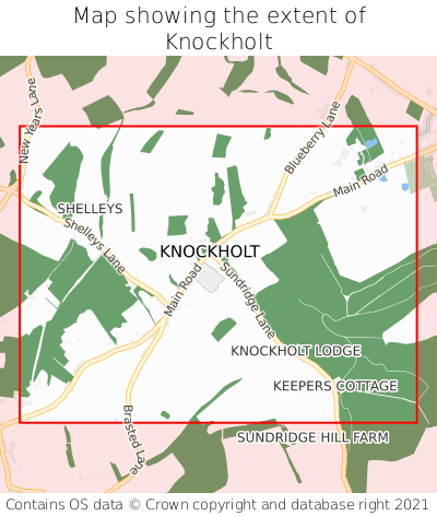 Map showing extent of Knockholt as bounding box
