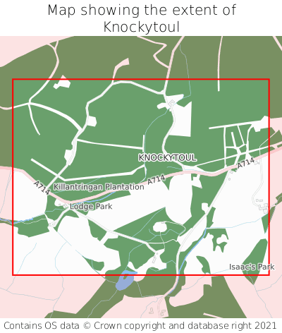 Map showing extent of Knockytoul as bounding box