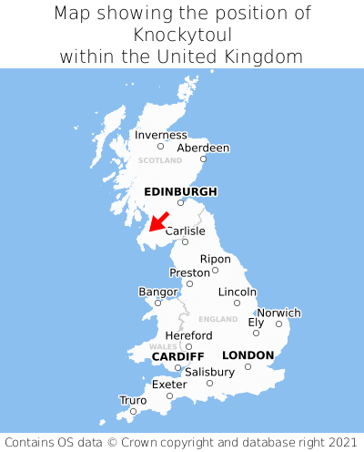 Map showing location of Knockytoul within the UK