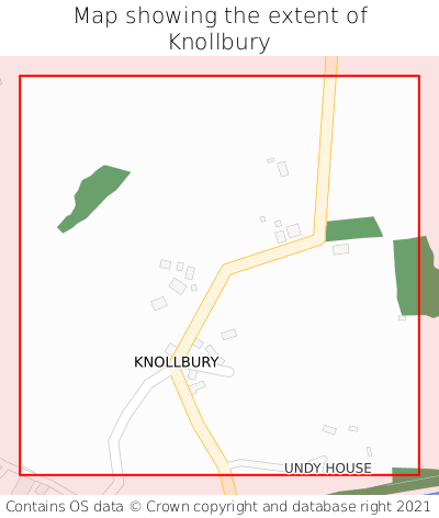 Map showing extent of Knollbury as bounding box