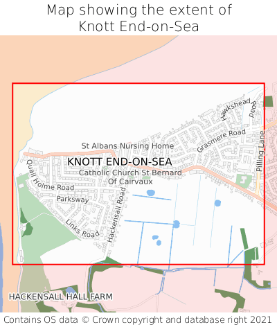 Map showing extent of Knott End-on-Sea as bounding box