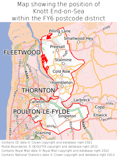 Map showing location of Knott End-on-Sea within FY6