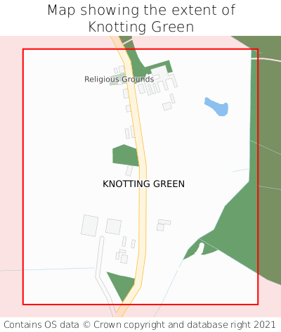 Map showing extent of Knotting Green as bounding box