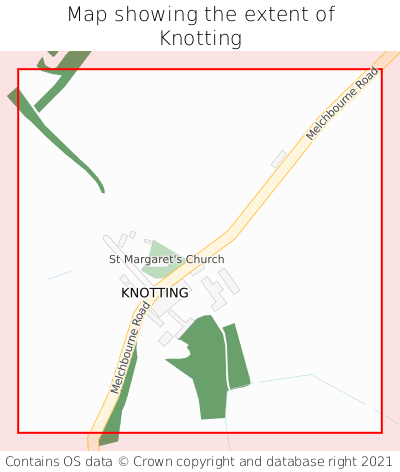 Map showing extent of Knotting as bounding box