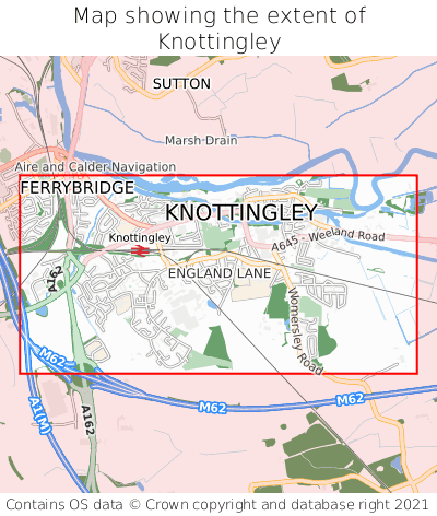 Map showing extent of Knottingley as bounding box