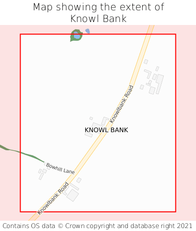 Map showing extent of Knowl Bank as bounding box