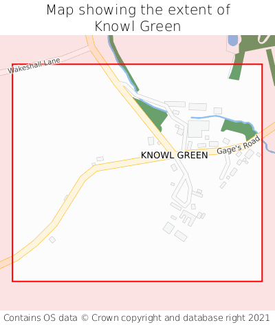 Map showing extent of Knowl Green as bounding box