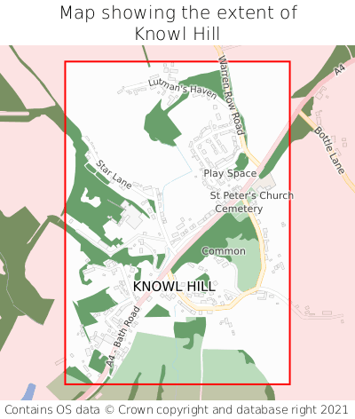 Map showing extent of Knowl Hill as bounding box