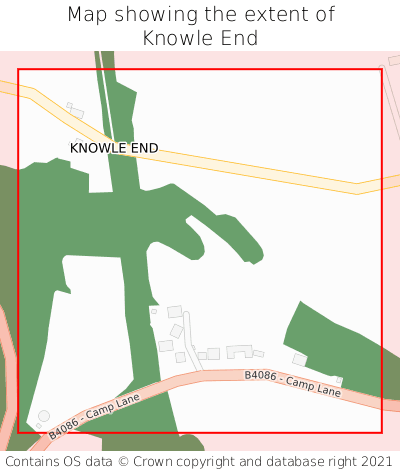 Map showing extent of Knowle End as bounding box