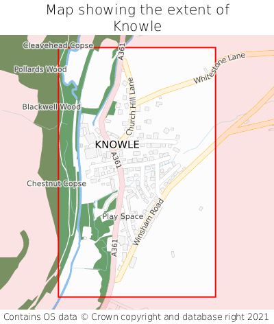 Map showing extent of Knowle as bounding box