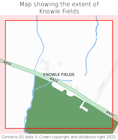 Map showing extent of Knowle Fields as bounding box