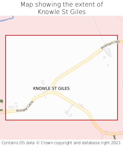 Map showing extent of Knowle St Giles as bounding box