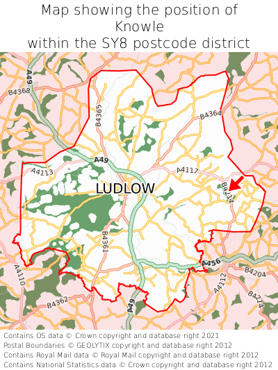 Map showing location of Knowle within SY8