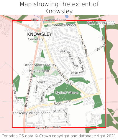 Map showing extent of Knowsley as bounding box