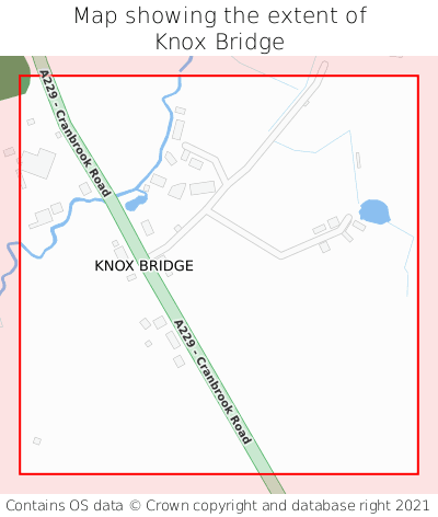 Map showing extent of Knox Bridge as bounding box