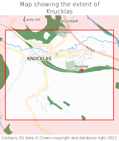 Map showing extent of Knucklas as bounding box