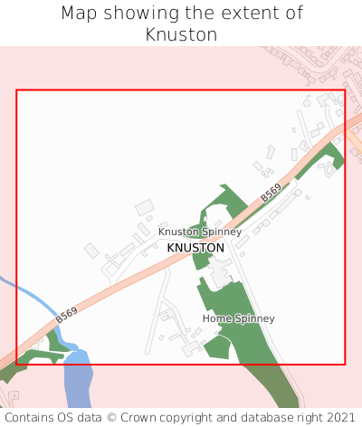 Map showing extent of Knuston as bounding box