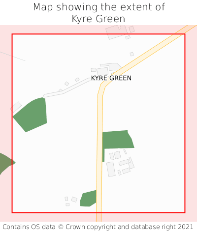 Map showing extent of Kyre Green as bounding box