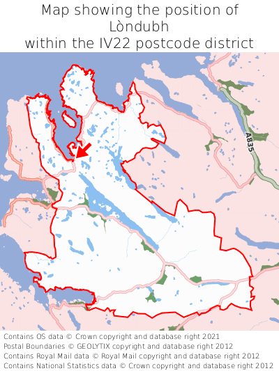 Map showing location of Lòndubh within IV22