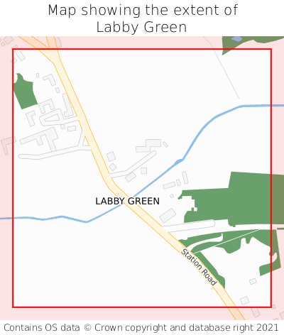 Map showing extent of Labby Green as bounding box