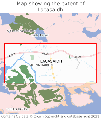 Map showing extent of Lacasaidh as bounding box