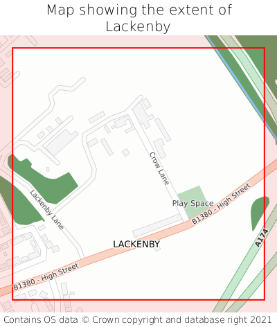 Map showing extent of Lackenby as bounding box