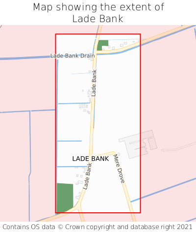 Map showing extent of Lade Bank as bounding box