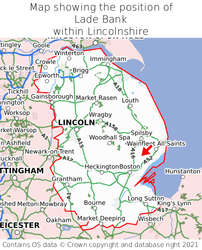Map showing location of Lade Bank within Lincolnshire