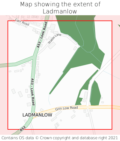 Map showing extent of Ladmanlow as bounding box