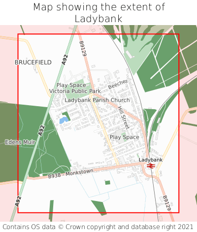 Map showing extent of Ladybank as bounding box