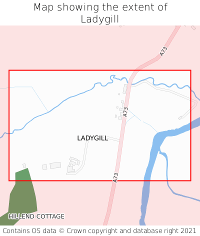 Map showing extent of Ladygill as bounding box