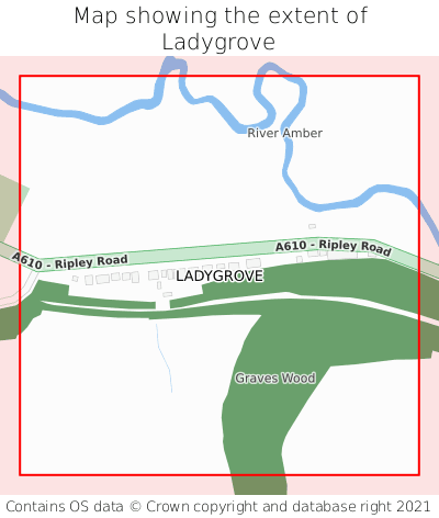 Map showing extent of Ladygrove as bounding box
