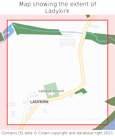 Map showing extent of Ladykirk as bounding box