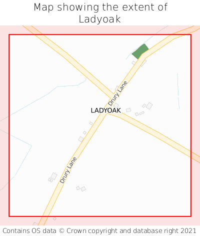 Map showing extent of Ladyoak as bounding box