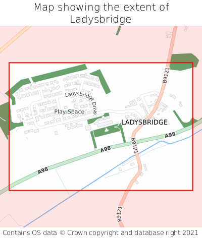 Map showing extent of Ladysbridge as bounding box