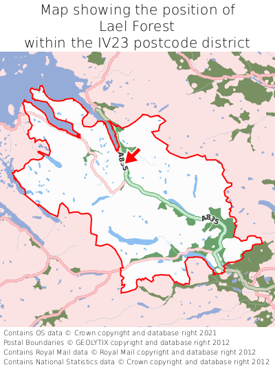 Map showing location of Lael Forest within IV23